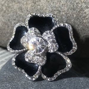 Gorgeous over sized black rhinestone ring.